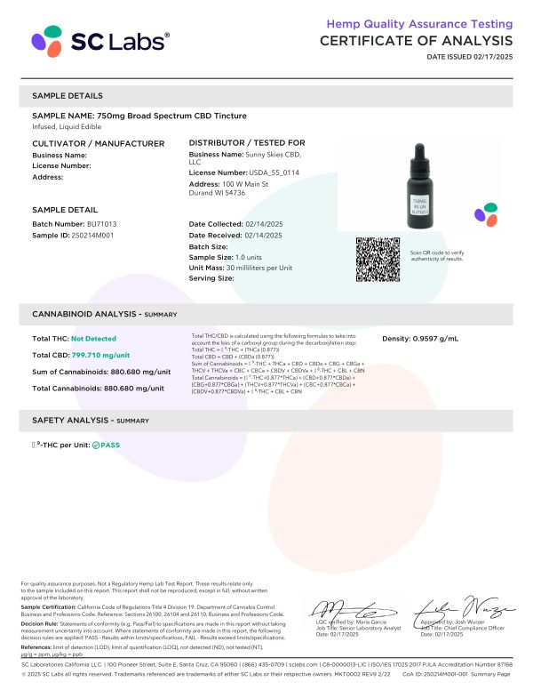 Sunny Skies Broad Spectrum CBD Tincture - Image 10