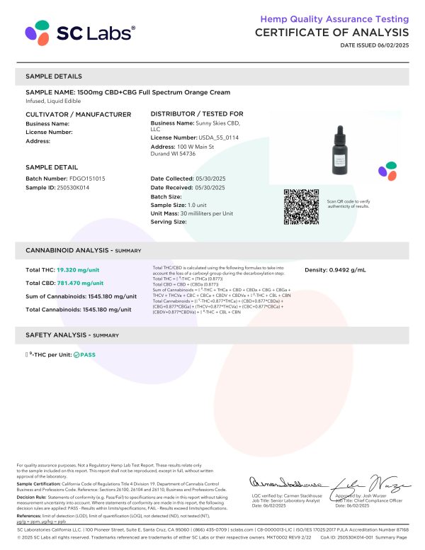 Sunny Skies Full Spectrum CBD : CBG Tincture - Image 6