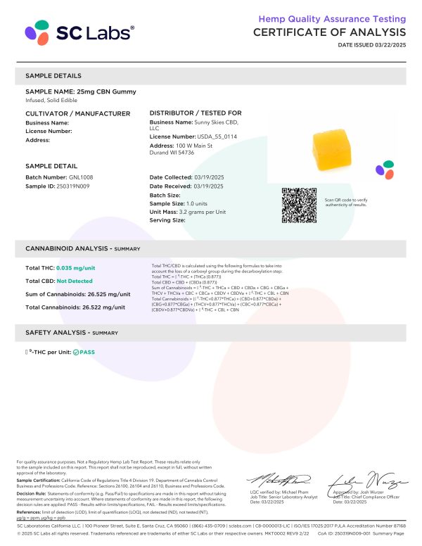 Sunny Skies CBN Isolate Gummies 25mg - Image 2