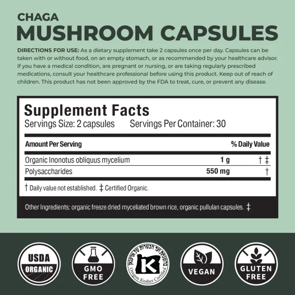 Verdant Leaf Chaga Mushroom Capsules - Image 2