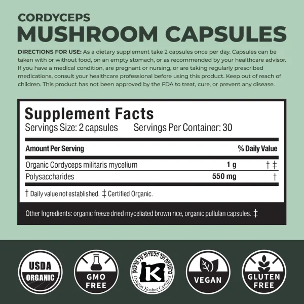 Verdant Leaf Cordyceps Mushroom Capsules - Image 2