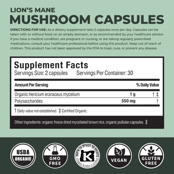 Verdant Leaf Lion's Mane Mushroom Capsules - Image 2