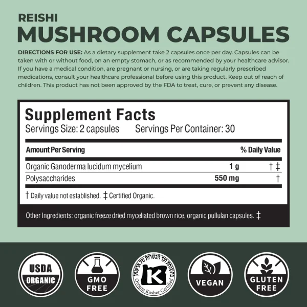 Verdant Leaf Reishi Mushroom Capsules - Image 2