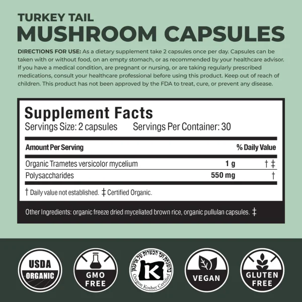 Verdant Leaf Turkey Tail Mushroom Capsules - Image 2