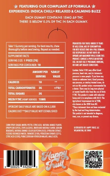 Happy Fruit Delta 9 THC Mellow Mango Gummies - Image 2