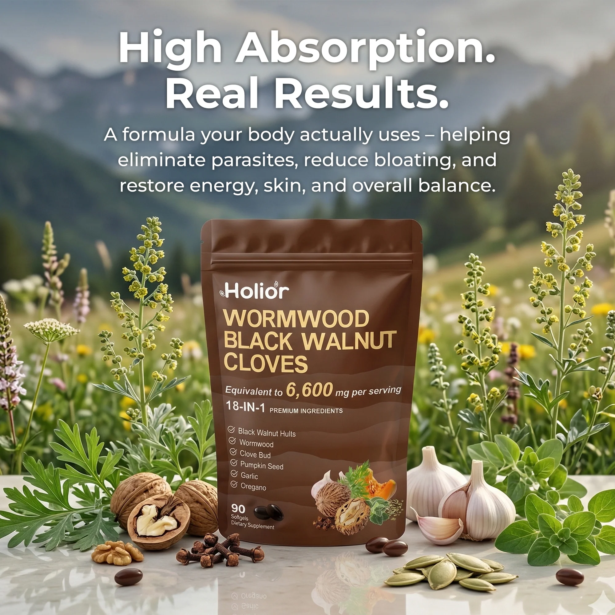 Holior Wormwood Black Walnut Cloves Capsules